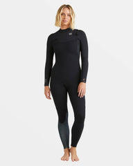 4/3mm Furnace Natural GBS Chest Zip Fullsuit - Black Tiki | Billabong Women