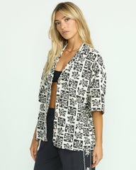 Beach Side Printed Short Sleeve Shirt - Black Sands | Billabong Women