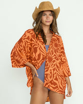 Beach Side Printed Short Sleeve Shirt - Orange Squeeze | Billabong Women