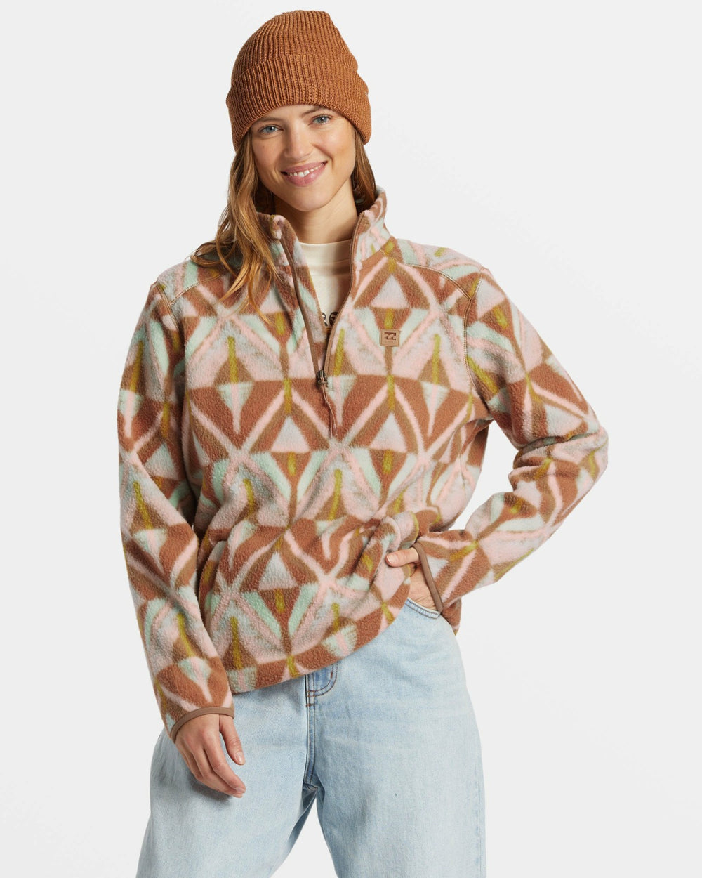 A/Div Boundary Mock 3 Half-Zip Pullover Sweatshirt - Sandalwood | Billabong Women