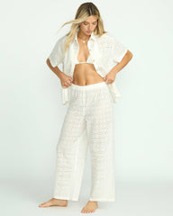 Eyelet Crush Beach Coverup Pants - Salt Crystal | Billabong Women