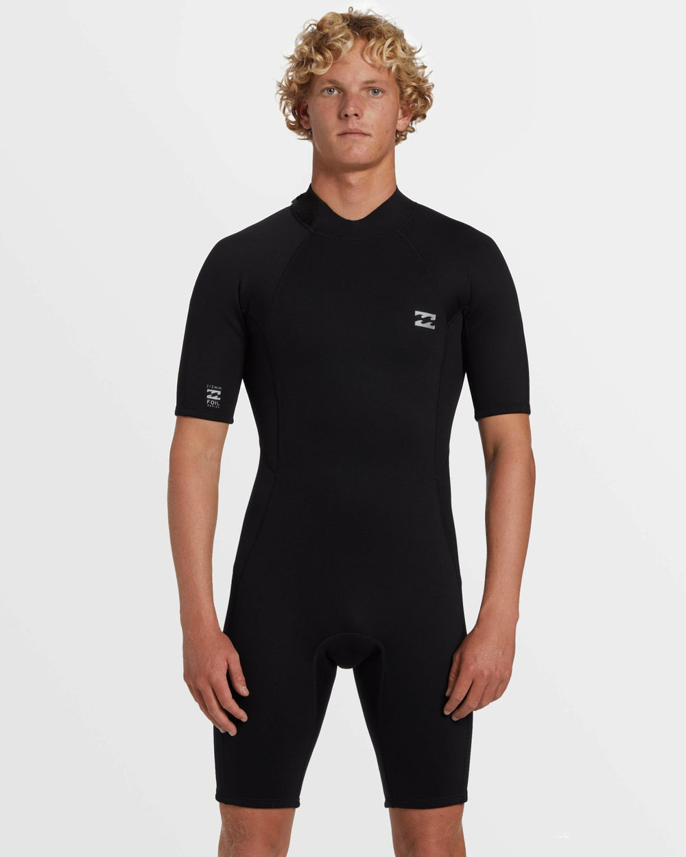2mm Foil Flatlock Back Zip Short Sleeve Springsuit - Black | Billabong Men