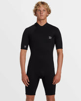 2mm Foil Flatlock Back Zip Short Sleeve Springsuit - Black | Billabong Men