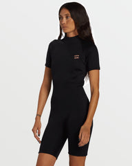 Foil Flatlock Short Sleeve Springsuit - Black | Billabong Women