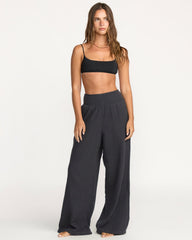 New Waves Gauze Elastic Waist Pants - Black Sands | Billabong Women