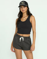 Road Trippin Elastic Waist Shorts - Off Black | Billabong Women
