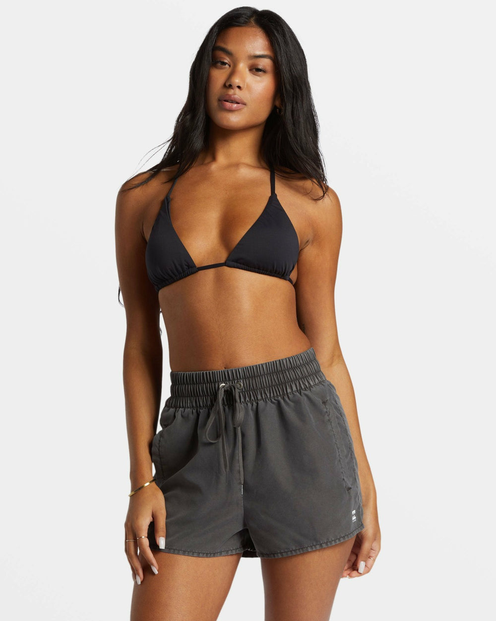 Sol Searcher New Elastic Waist Swim Shorts - Black Pebble | Billabong Women