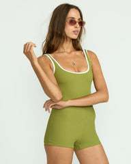 Sunrays Retro One-Piece Surf Suit - Ranger Green | Billabong Women