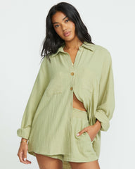 Sweet Swell Long Sleeve Shirt - Avocado | Billabong Women