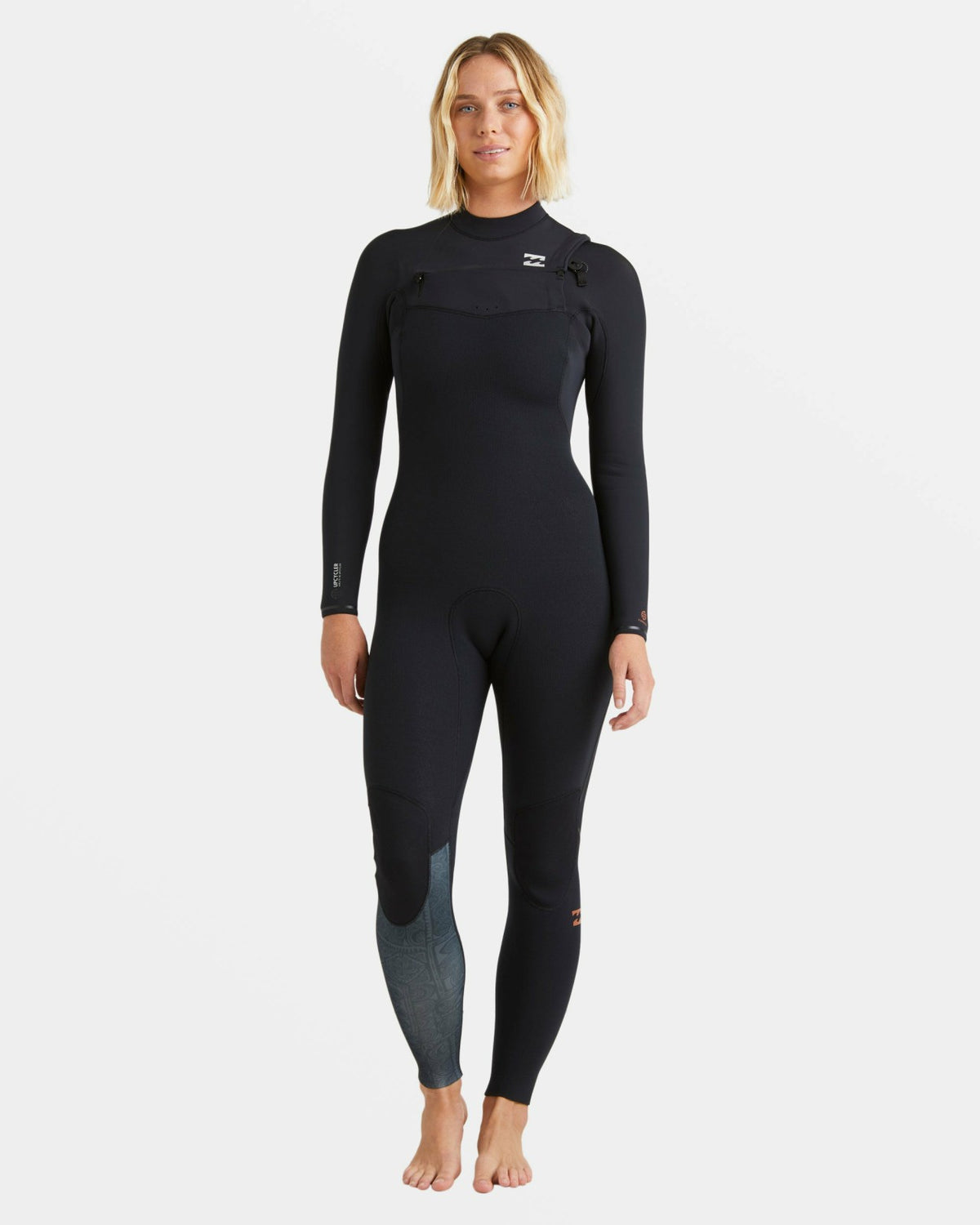 4/3mm Furnace Natural GBS Chest Zip Fullsuit - Black Tiki | Billabong Women