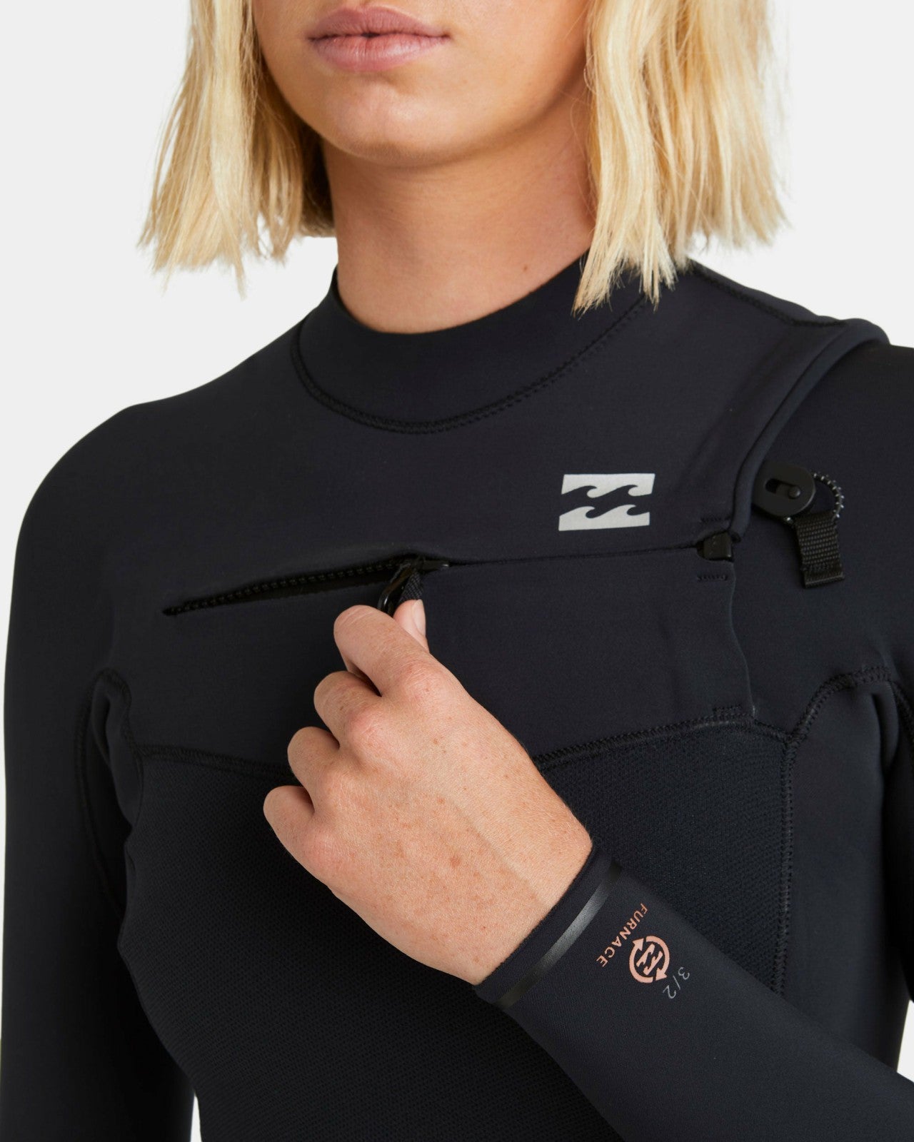 4/3mm Furnace Natural GBS Chest Zip Fullsuit - Black Tiki | Billabong Women
