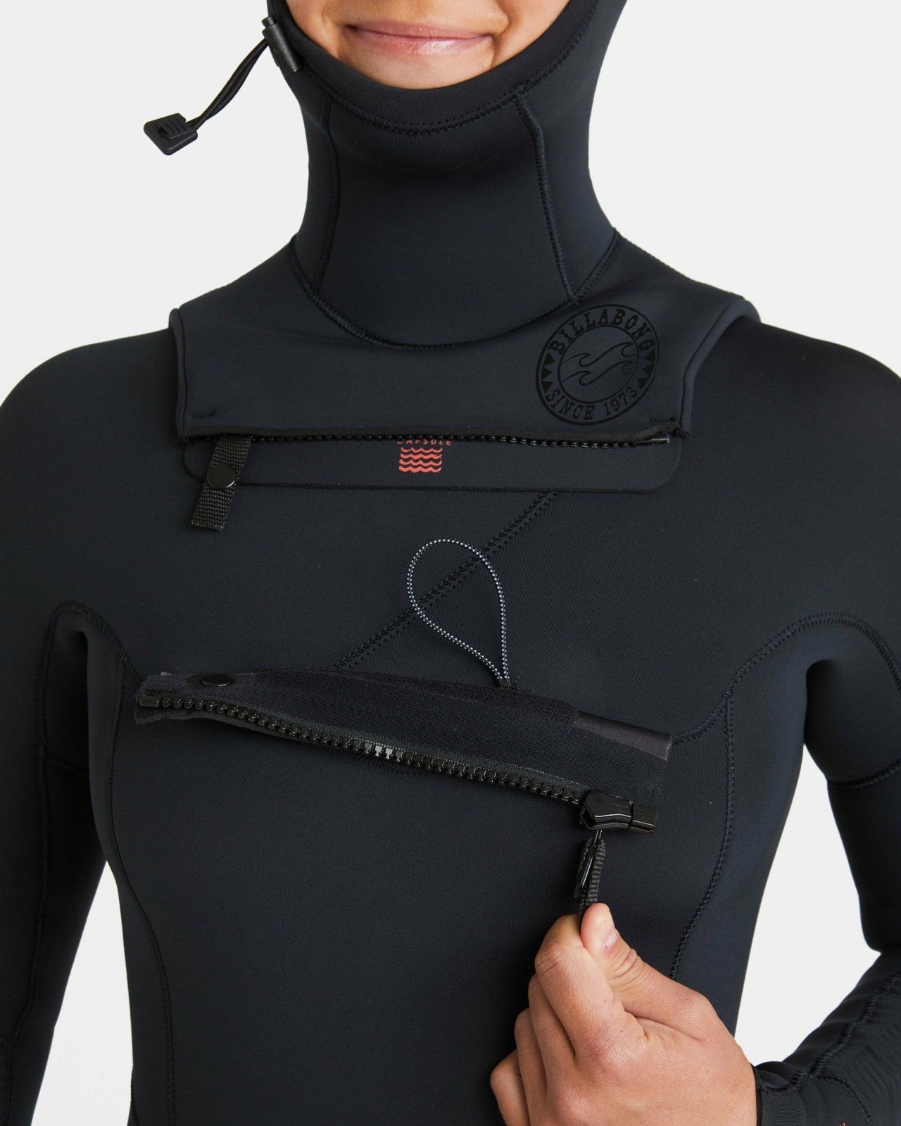 4/3mm Salty Dayz Natural Upcycler GBS Chest Zip Hooded Wetsuit - Black | Billabong Women
