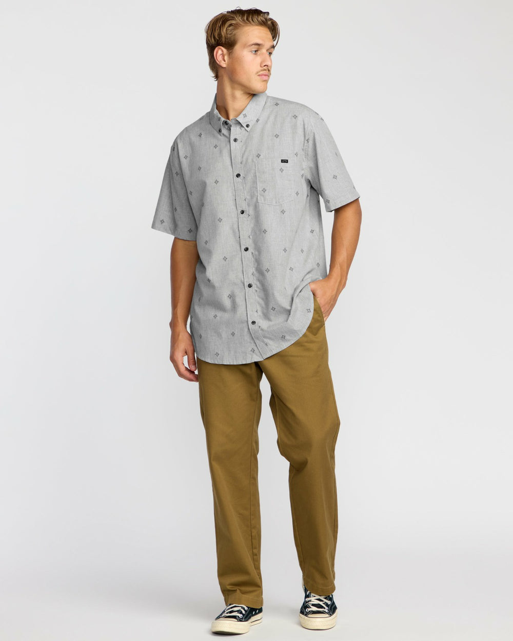 All Day Jacquard Short Sleeve Shirt - Silver | Billabong Men