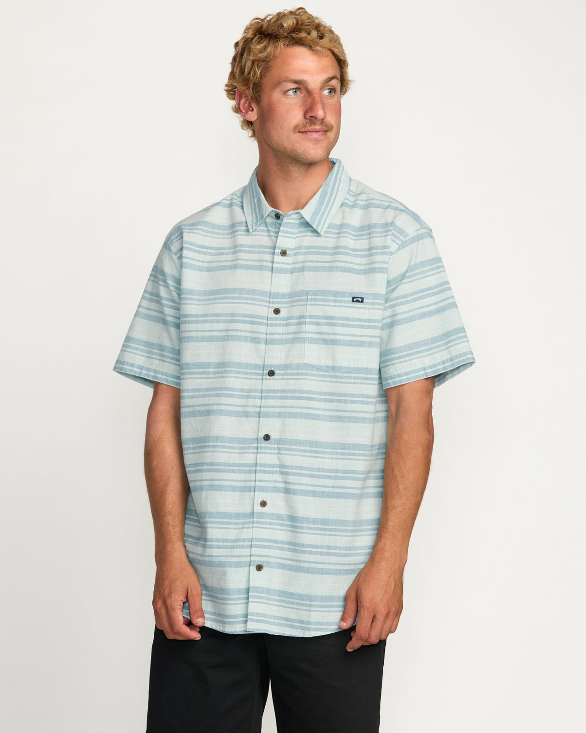 All Day Stripe Short Sleeve Shirt - Ash Blue | Billabong Men