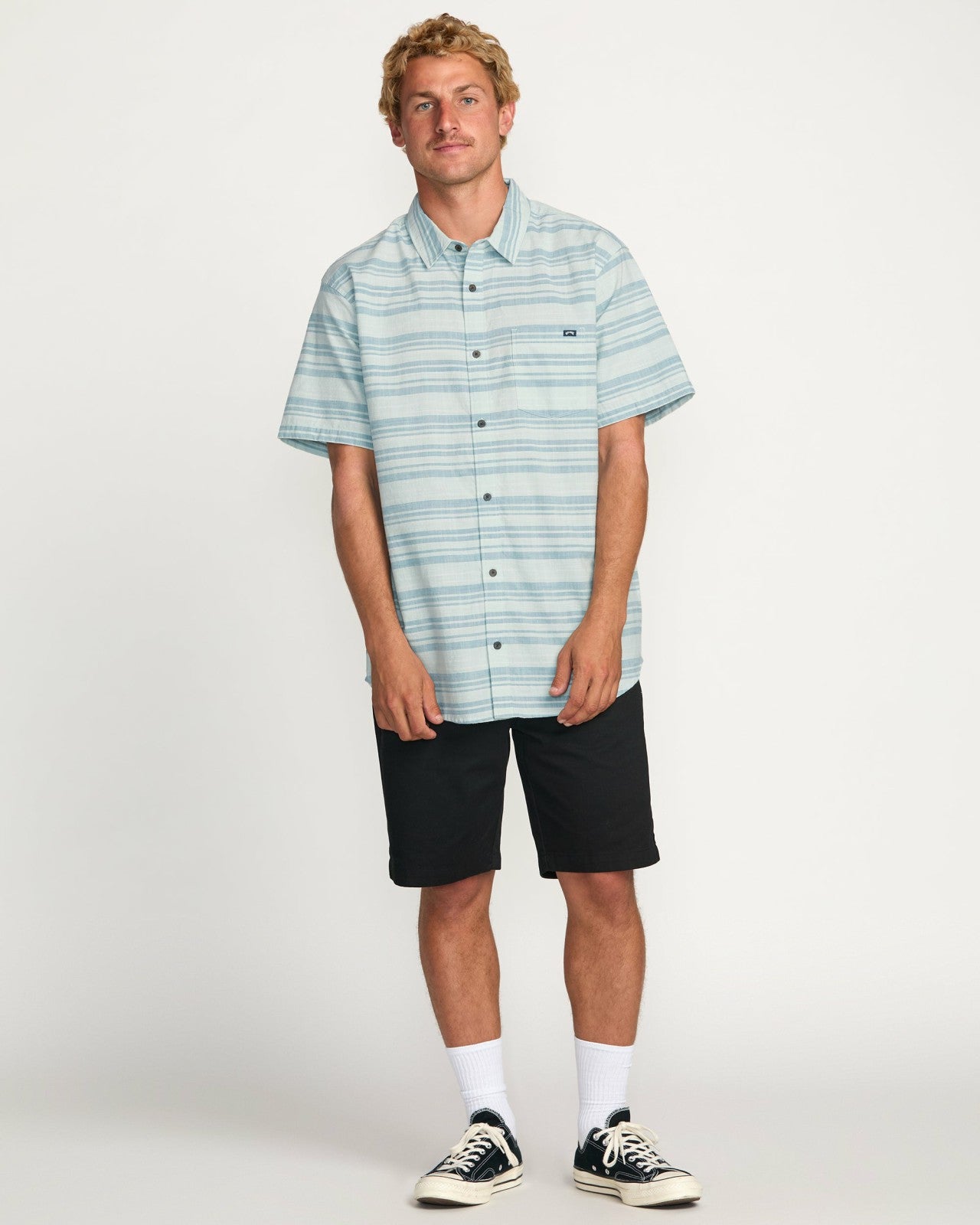 All Day Stripe Short Sleeve Shirt - Ash Blue | Billabong Men