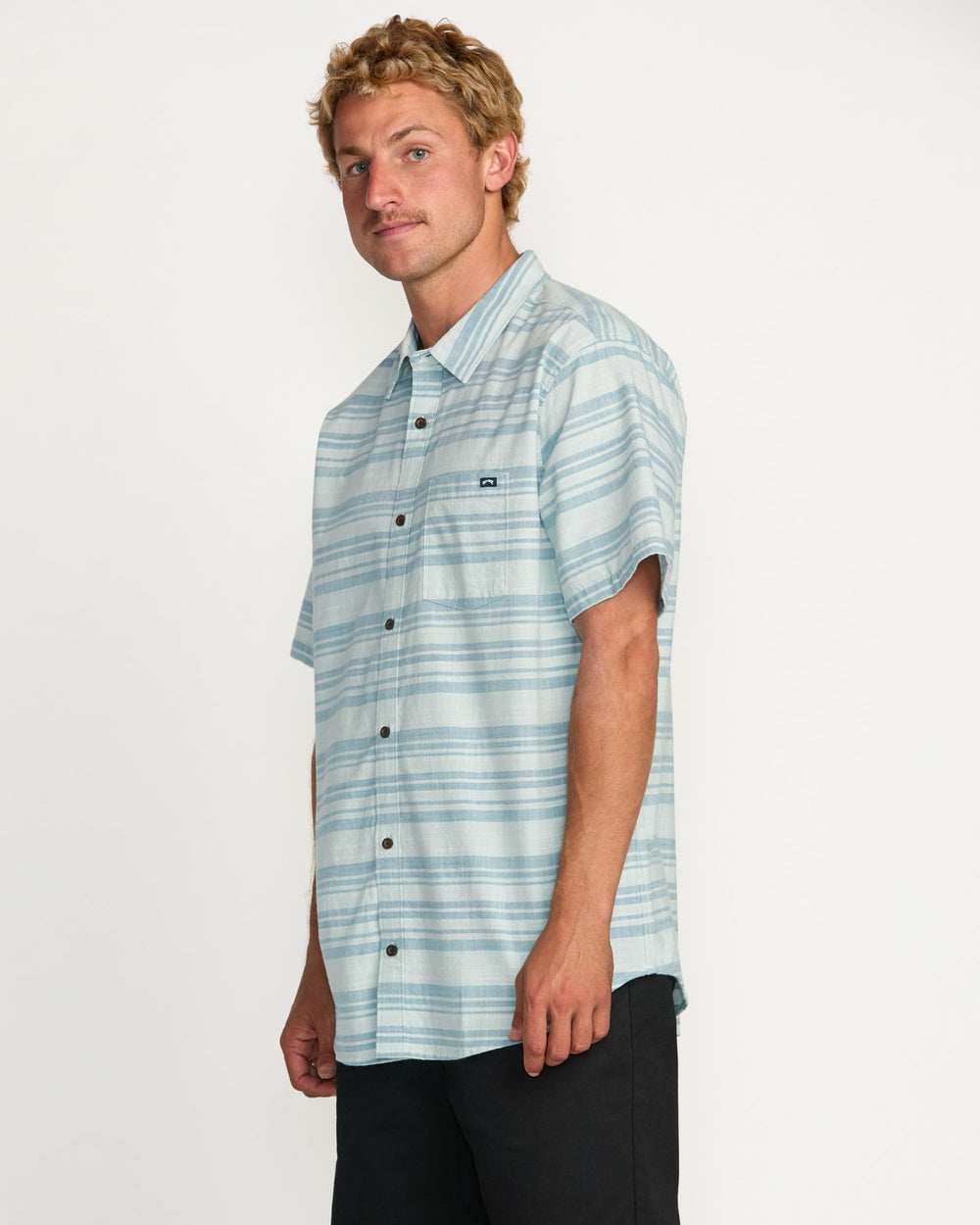 All Day Stripe Short Sleeve Shirt - Ash Blue | Billabong Men