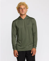 Arch Mesh Long Sleeve Hooded Surf Tee - Dark Military | Billabong Men