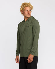 Arch Mesh Long Sleeve Hooded Surf Tee - Dark Military | Billabong Men
