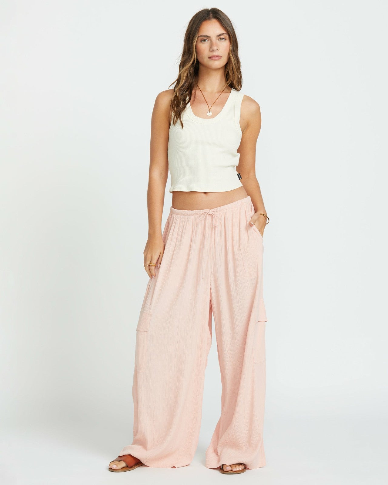 Beach Babe Cargo Elastic Waist Pants - Dusty Peach | Billabong Women