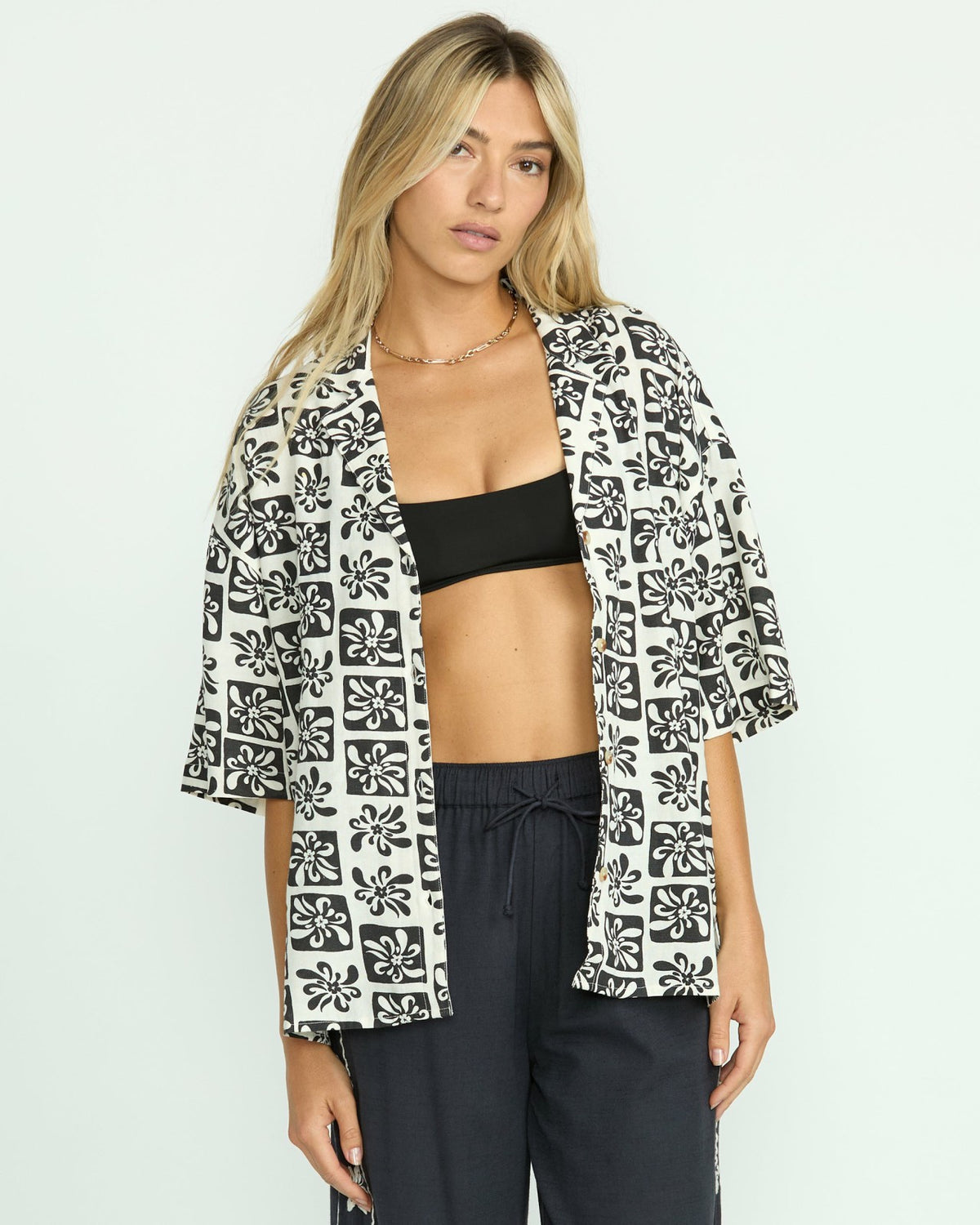 Beach Side Printed Short Sleeve Shirt - Black Sands | Billabong Women