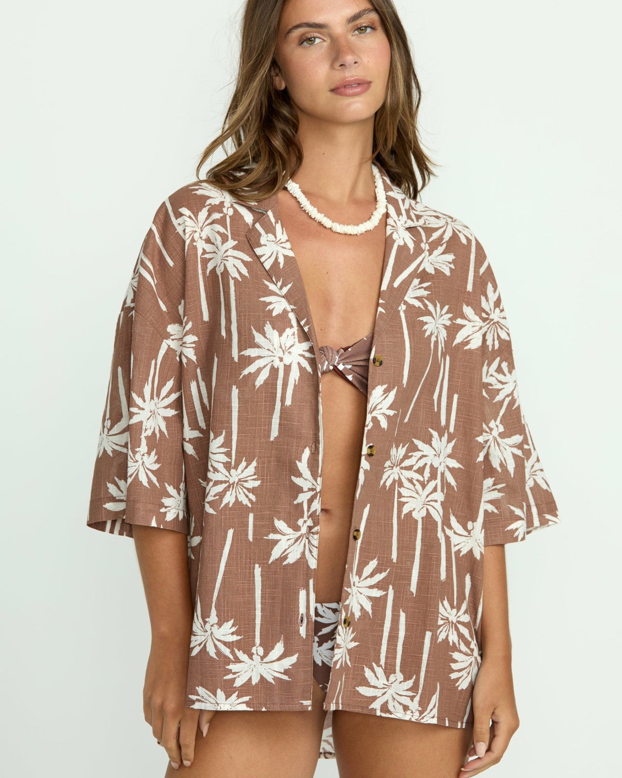 Beach Side Printed Short Sleeve Shirt - Nutmeg | Billabong Women