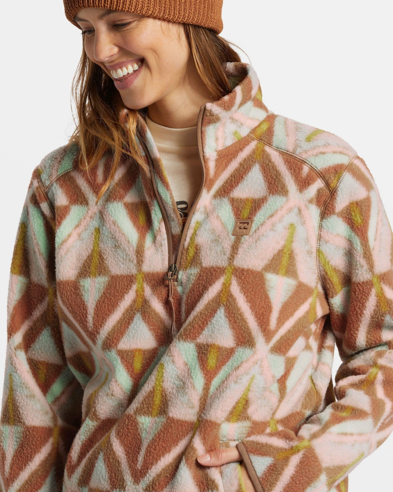 A/Div Boundary Mock 3 Half-Zip Pullover Sweatshirt - Sandalwood | Billabong Women