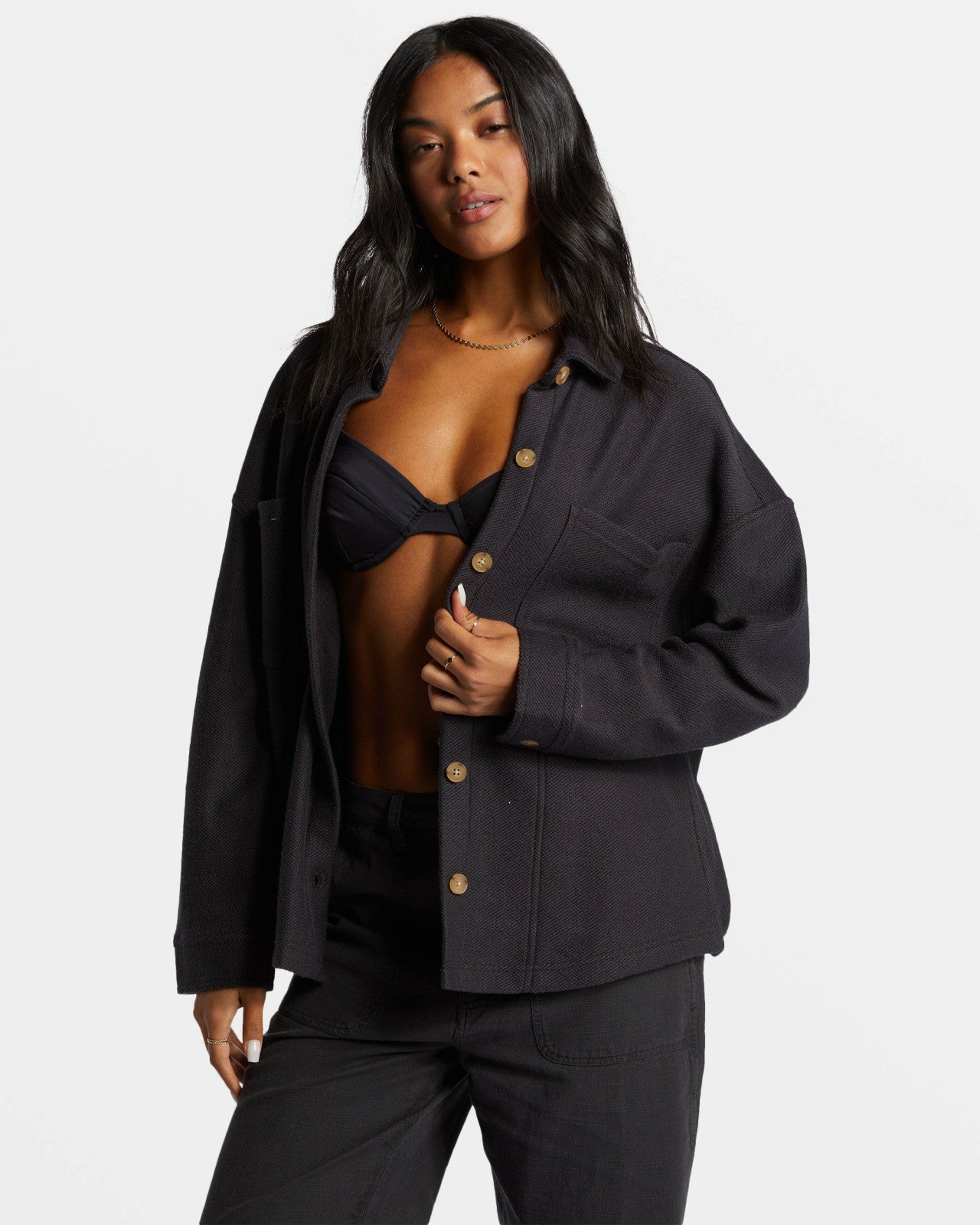 Everytime Oversized Shacket - Black Sands | Billabong Women