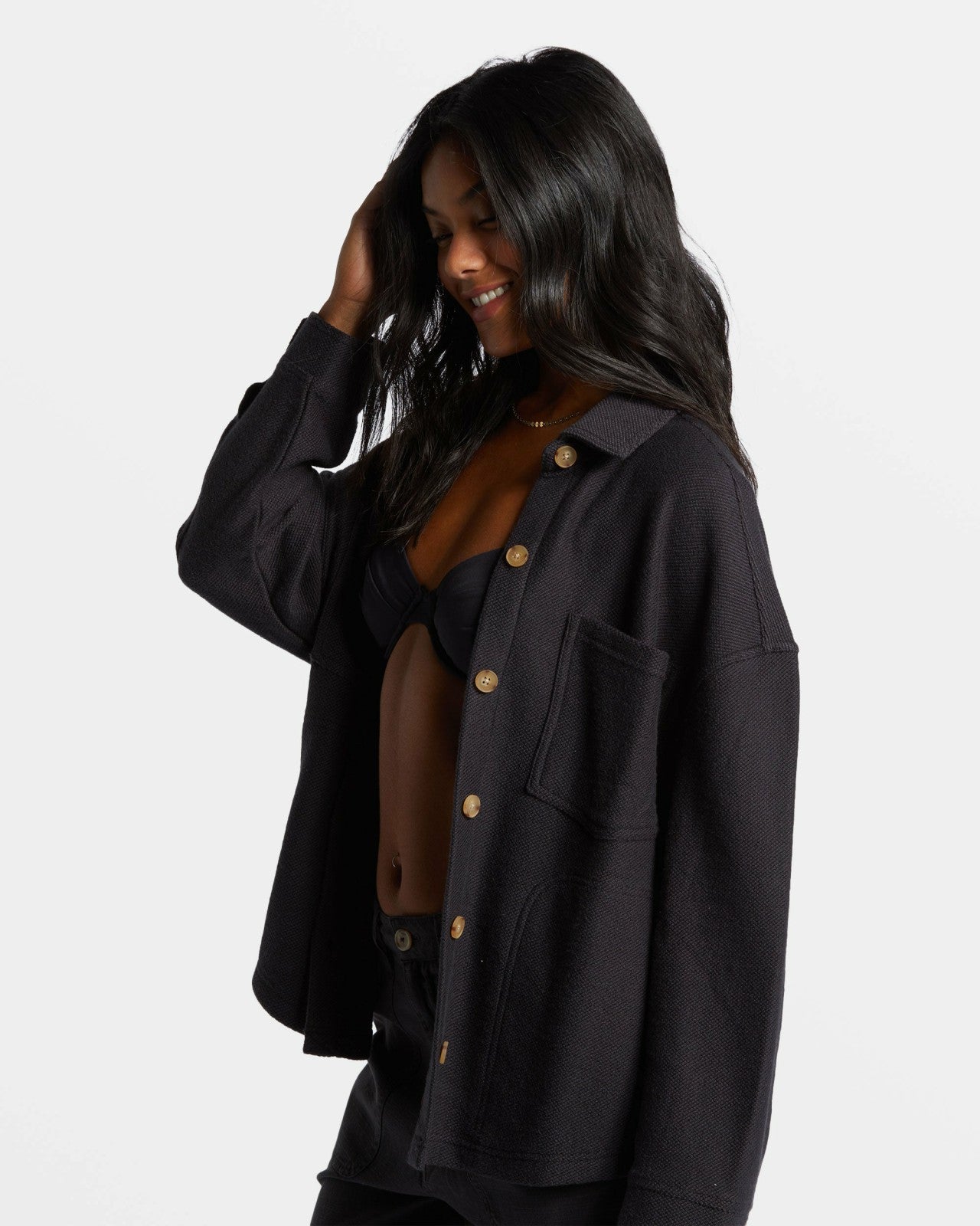 Everytime Oversized Shacket - Black Sands | Billabong Women