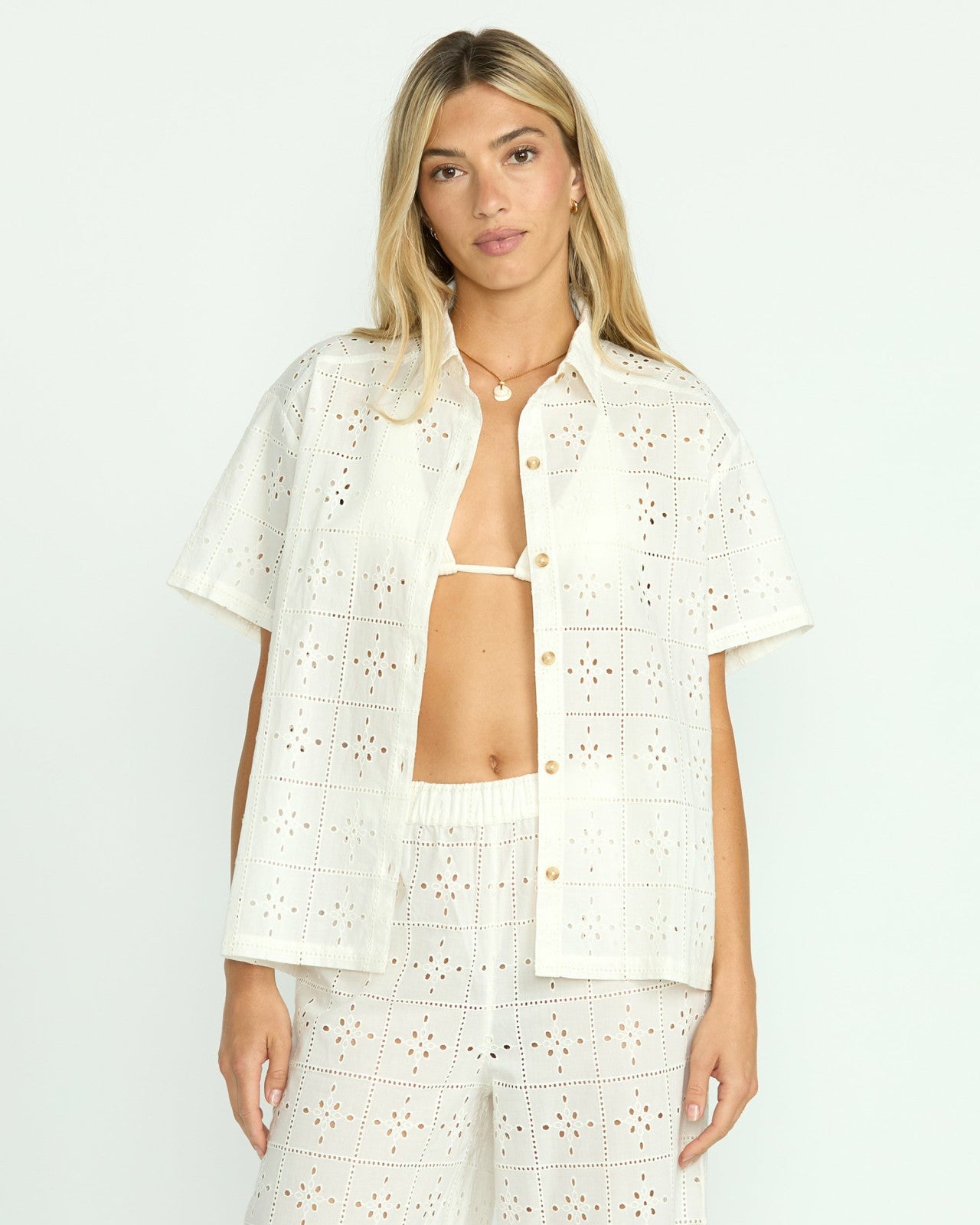 Eyelet Crush Beach Coverup Top - Salt Crystal | Billabong Women