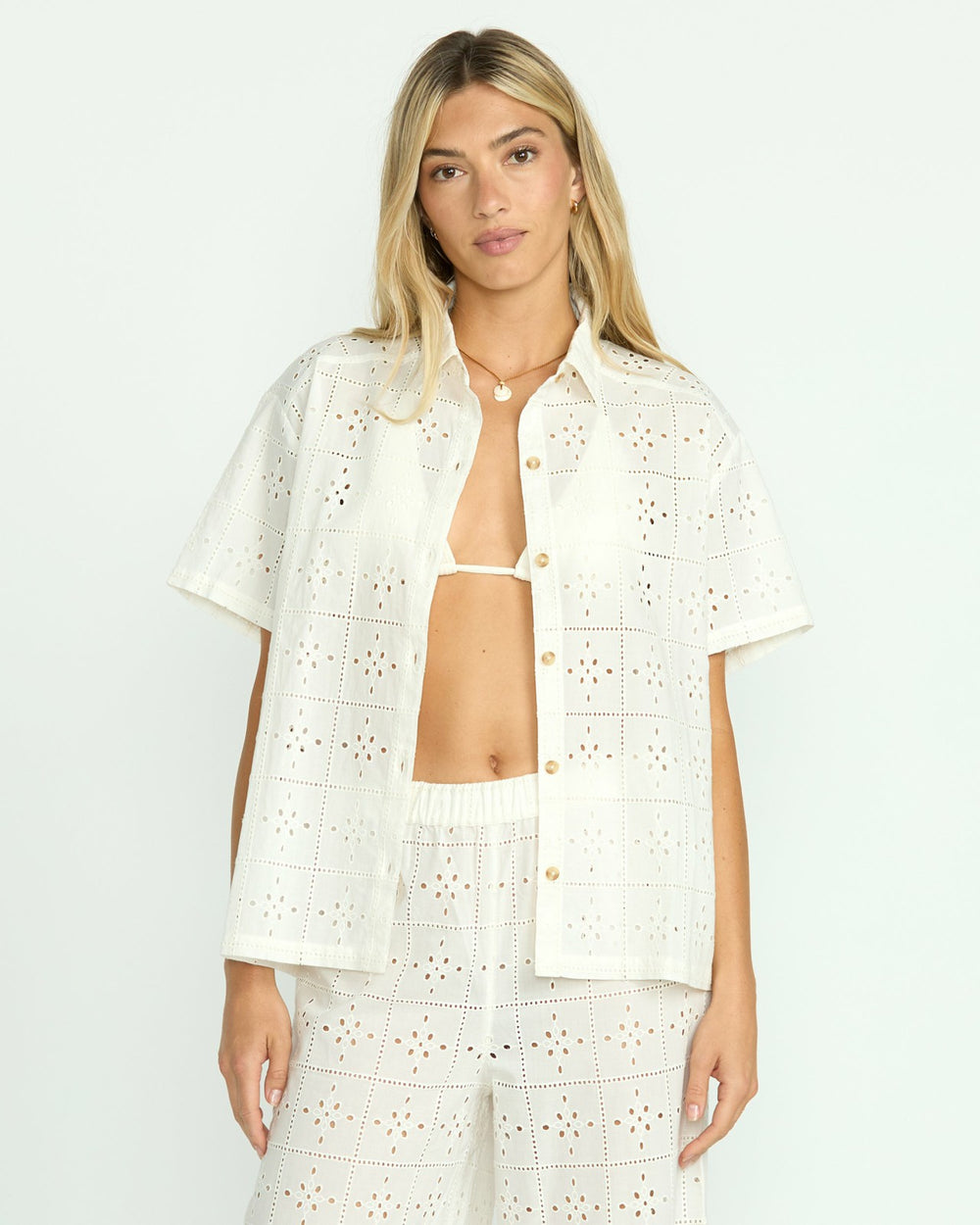 Eyelet Crush Beach Coverup Top - Salt Crystal | Billabong Women