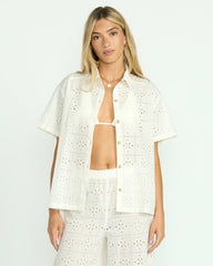 Eyelet Crush Beach Coverup Top - Salt Crystal | Billabong Women