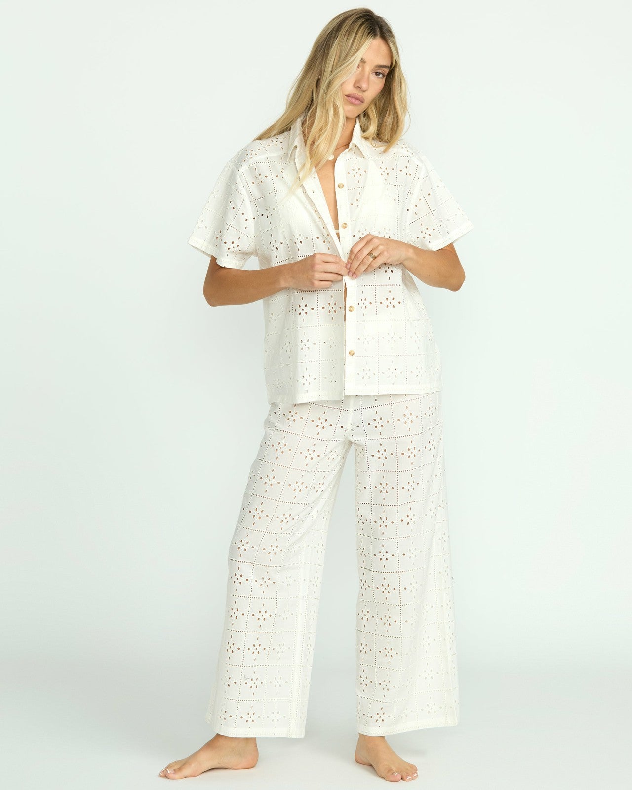 Eyelet Crush Beach Coverup Top - Salt Crystal | Billabong Women