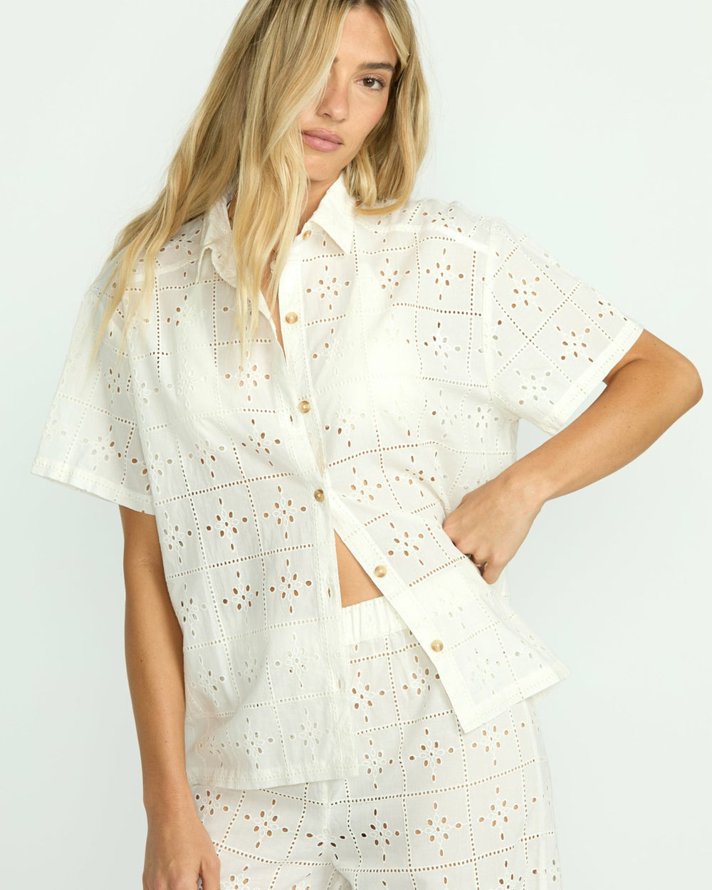 Eyelet Crush Beach Coverup Top - Salt Crystal | Billabong Women