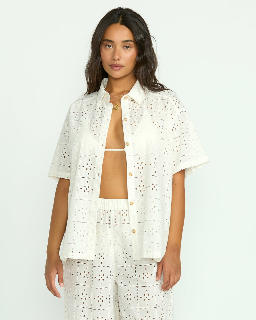 Eyelet Crush Beach Coverup Top - Salt Crystal | Billabong Women