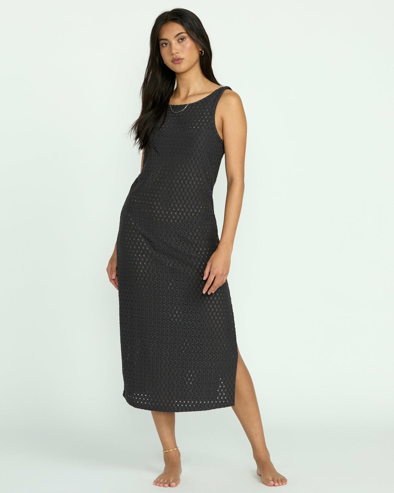 Eyelet Sun Midi Dress Beach Coverup - Off Black | Billabong Women