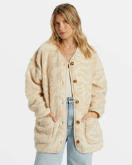 Fireside Cozy Buttoned Fleece Jacket - White Cap | Billabong Women