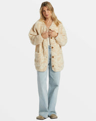 Fireside Cozy Buttoned Fleece Jacket - White Cap | Billabong Women