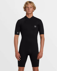 2mm Foil Flatlock Back Zip Short Sleeve Springsuit - Black | Billabong Men