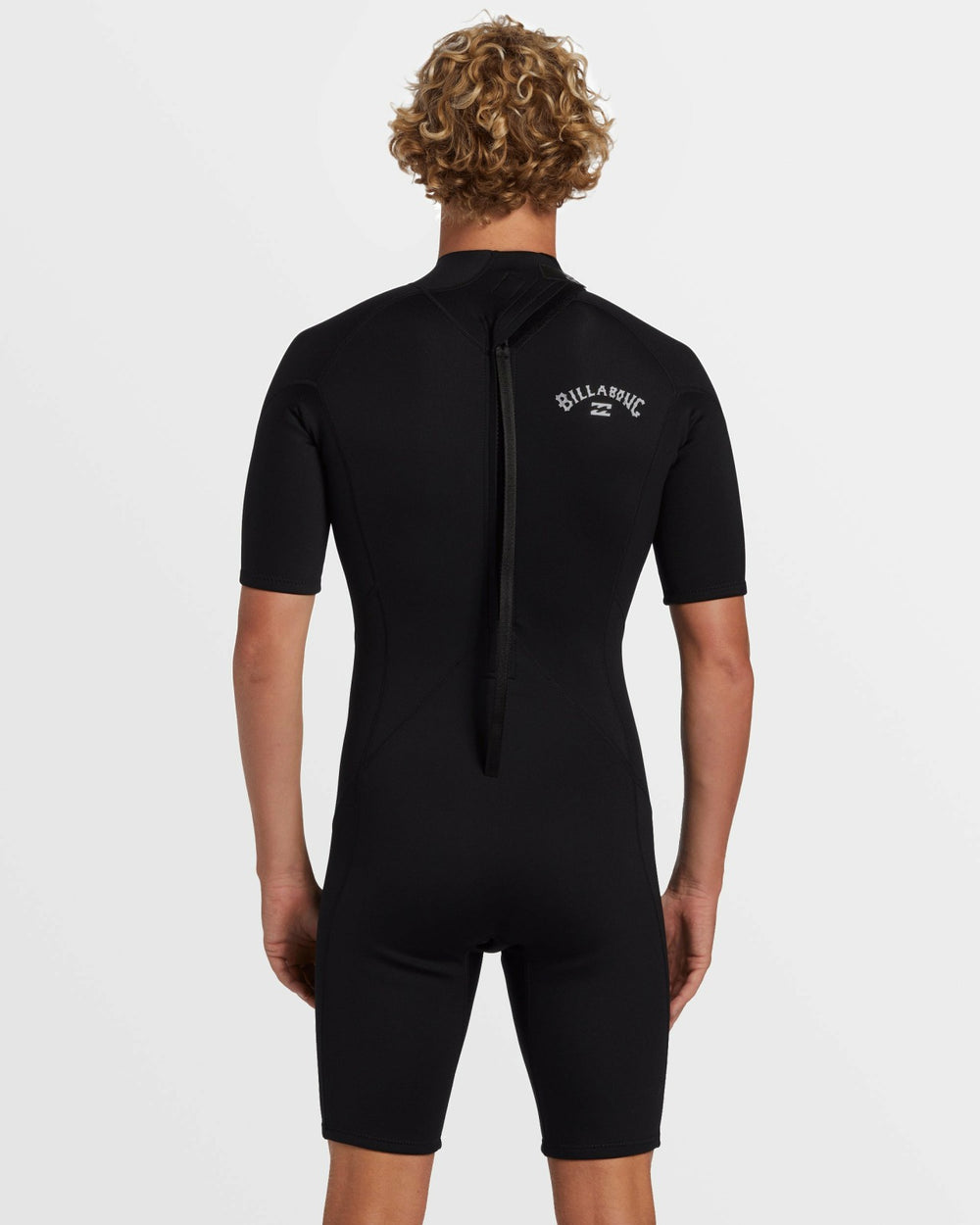 2mm Foil Flatlock Back Zip Short Sleeve Springsuit - Black | Billabong Men