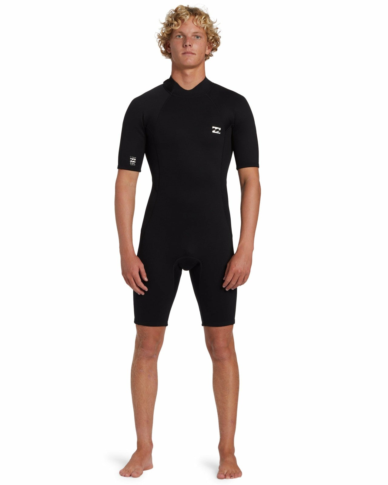 2mm Foil Flatlock Back Zip Short Sleeve Springsuit - Black | Billabong Men