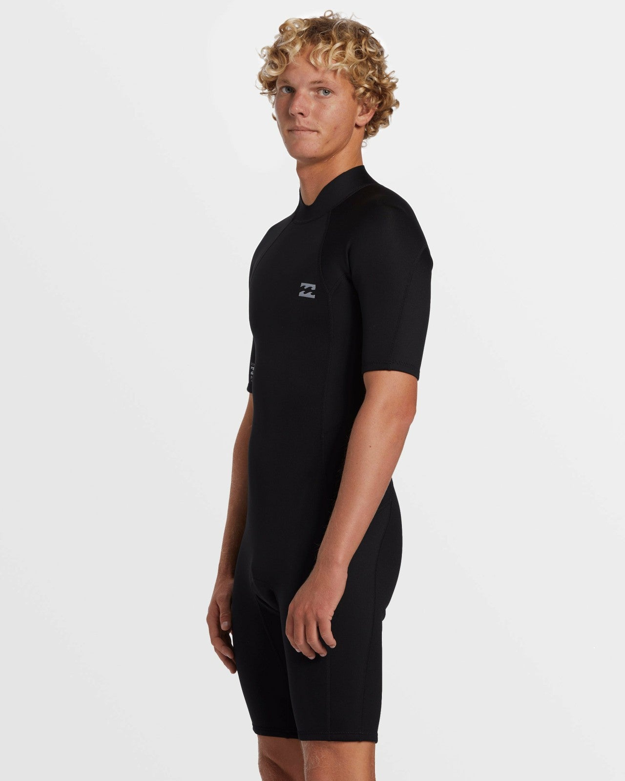 2mm Foil Flatlock Back Zip Short Sleeve Springsuit - Black | Billabong Men