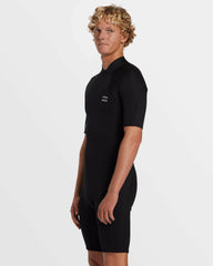 2mm Foil Flatlock Back Zip Short Sleeve Springsuit - Black | Billabong Men