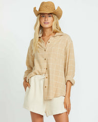 Layer Up Long Sleeve Shirt - Khaki | Billabong Women