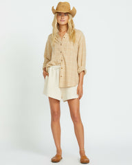 Layer Up Long Sleeve Shirt - Khaki | Billabong Women