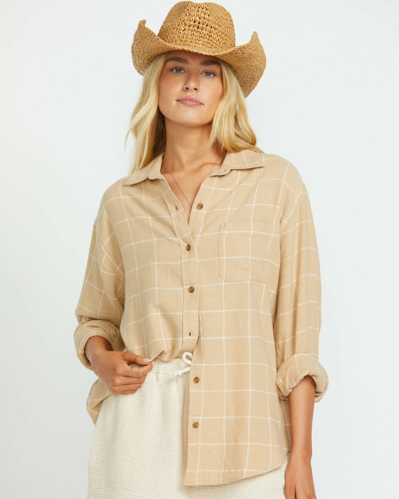 Layer Up Long Sleeve Shirt - Khaki | Billabong Women