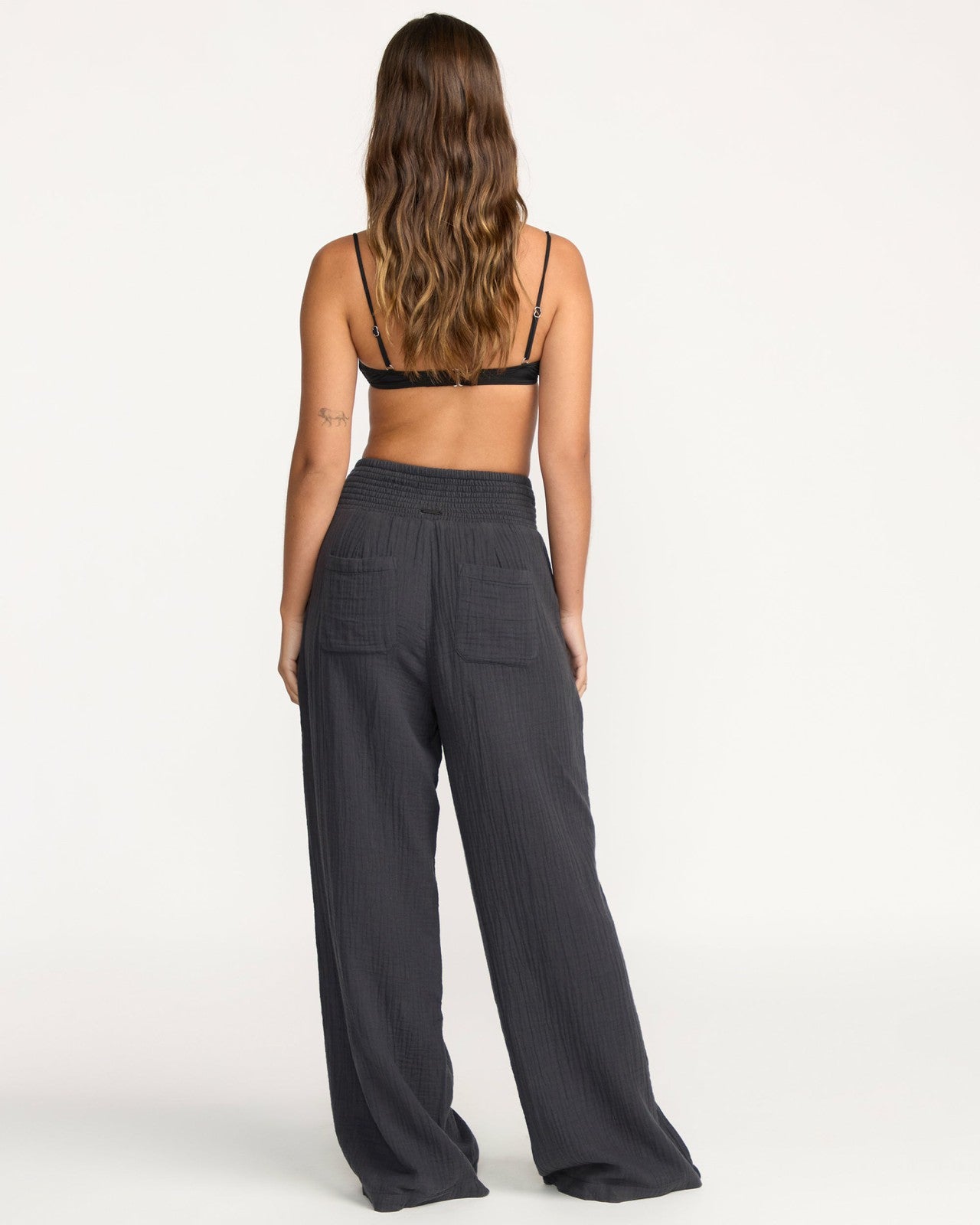 New Waves Gauze Elastic Waist Pants - Black Sands | Billabong Women
