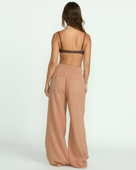 New Waves Gauze Elastic Waist Pants - Rose Brown | Billabong Women