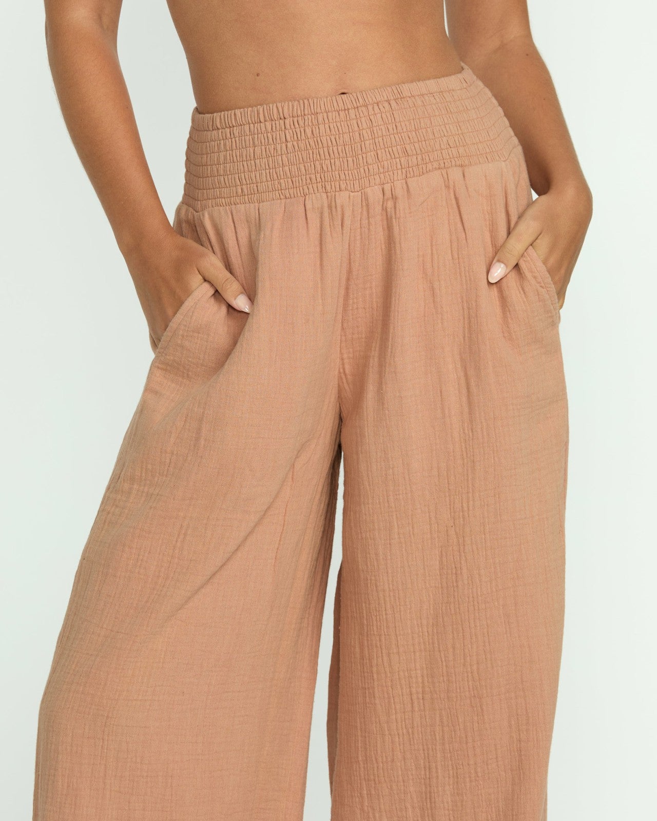 New Waves Gauze Elastic Waist Pants - Rose Brown | Billabong Women