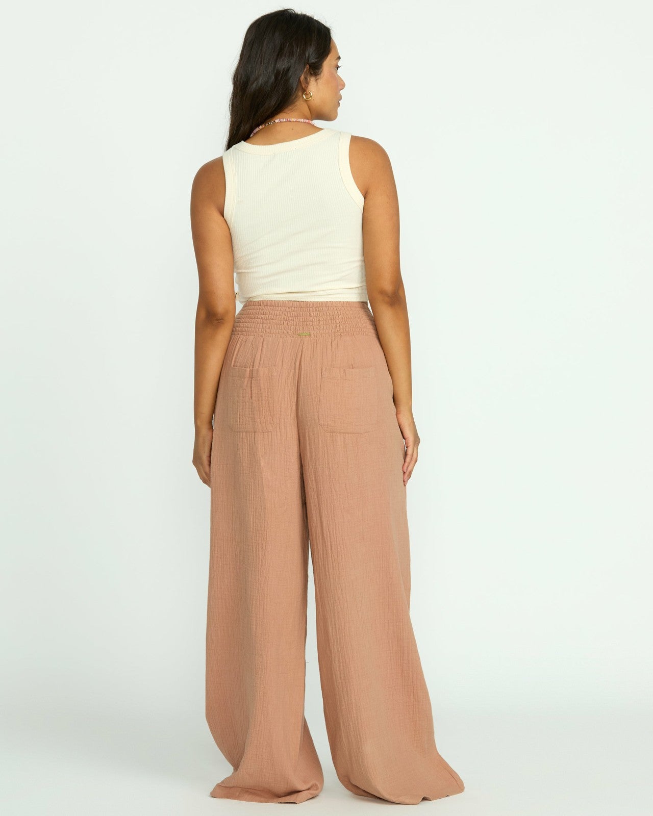 New Waves Gauze Elastic Waist Pants - Rose Brown | Billabong Women