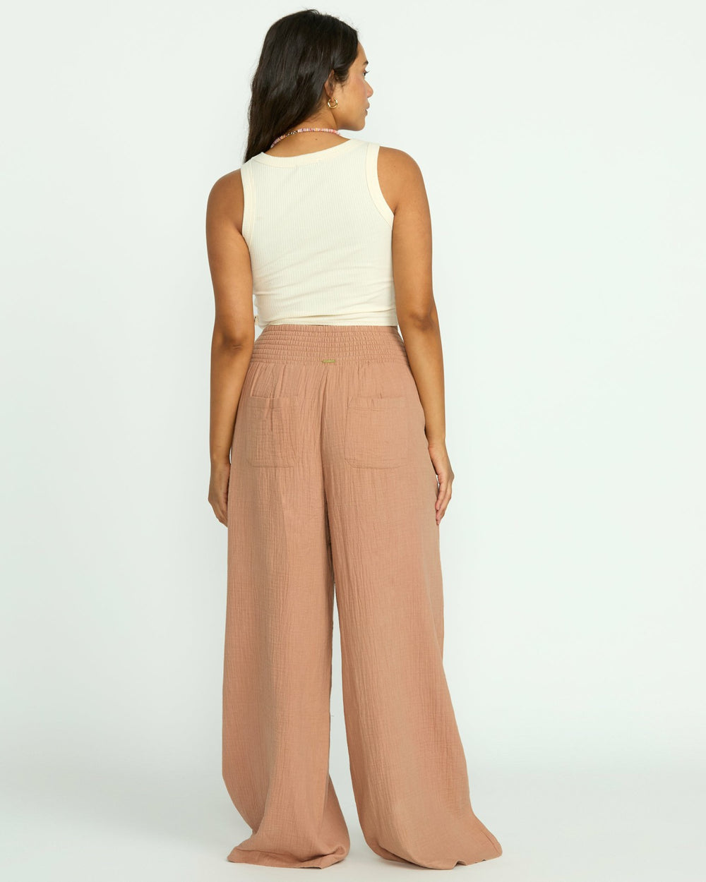 New Waves Gauze Elastic Waist Pants - Rose Brown | Billabong Women